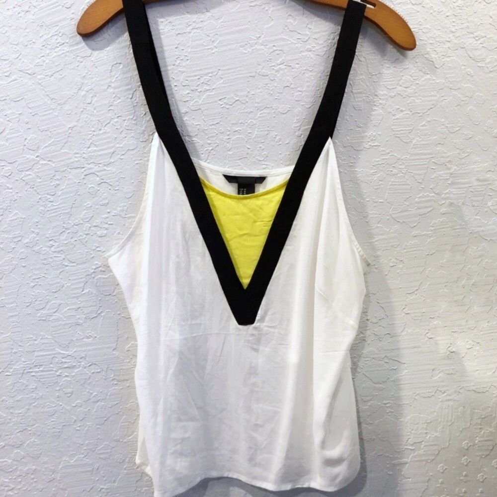 H&M White and Black Camisole with Yellow Accent